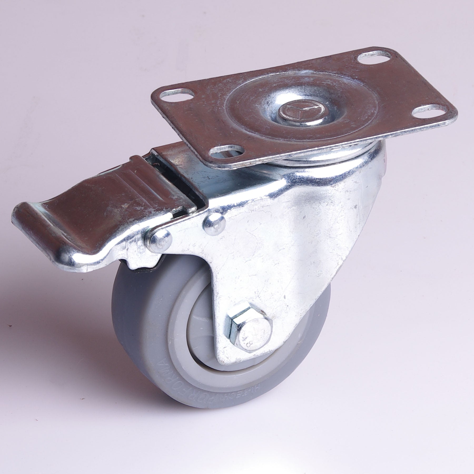 Heavy Duty 3" Swivel Caster Wheels with Brake, Zinc Steel