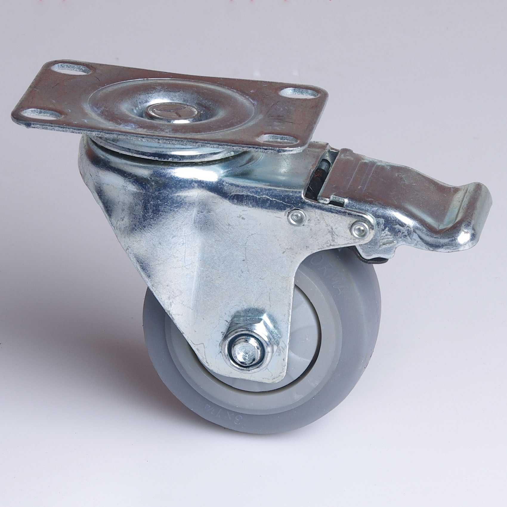 Heavy Duty 3" Swivel Caster Wheels with Brake, Zinc Steel