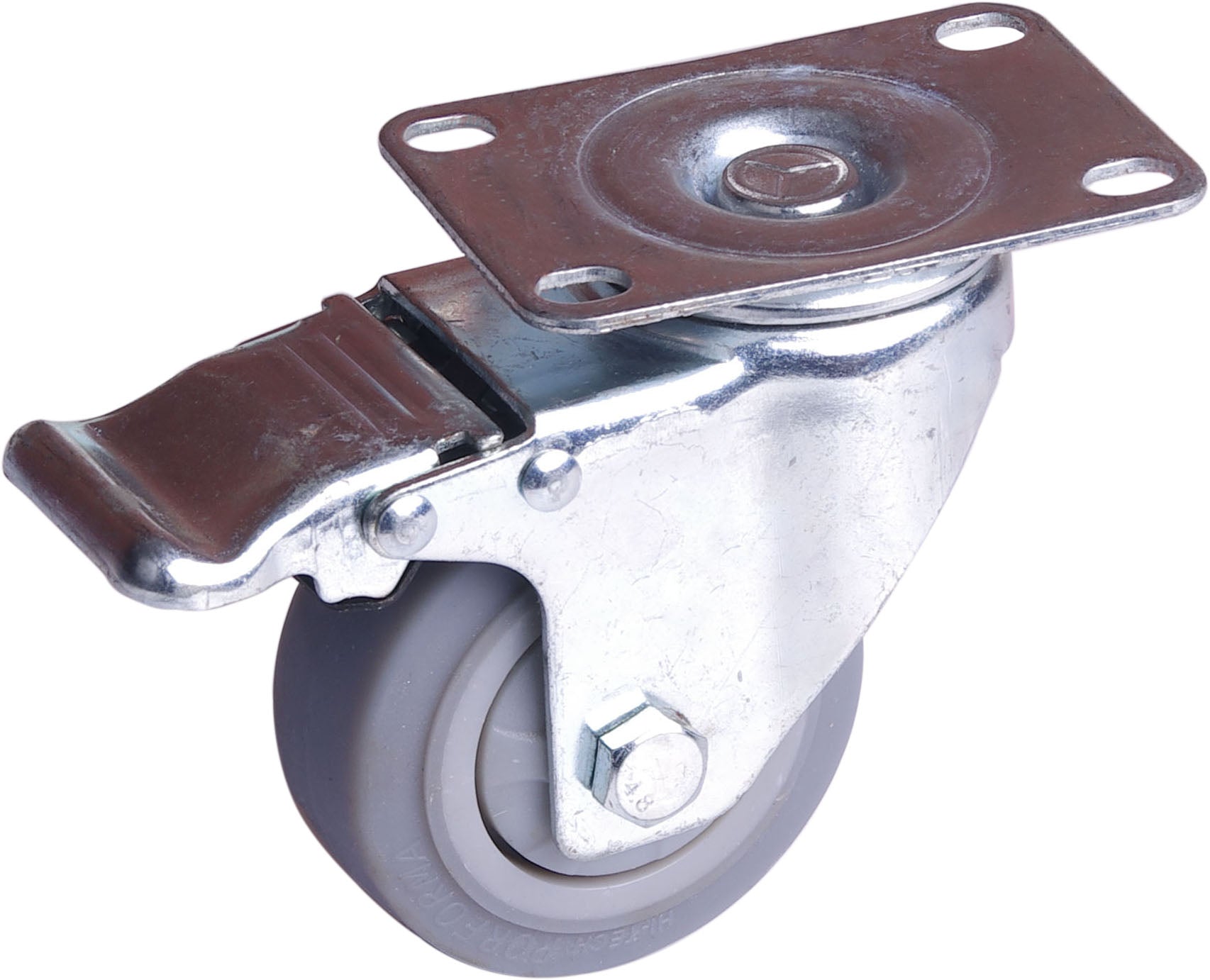 Heavy Duty 3" Swivel Caster Wheels with Brake, Zinc Steel