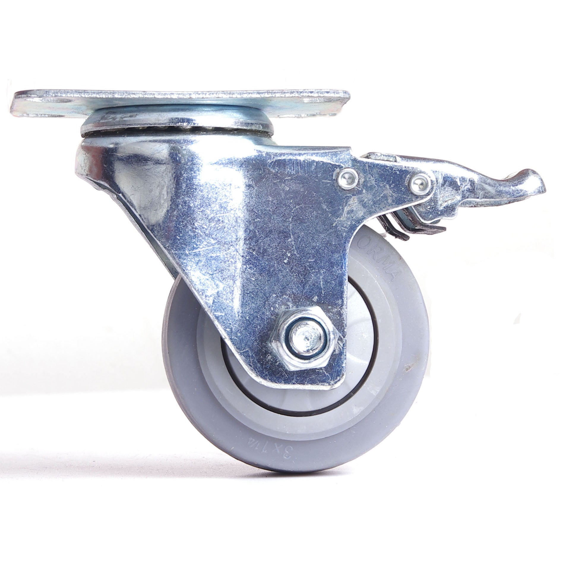 Heavy Duty 3" Swivel Caster Wheels with Brake, Zinc Steel