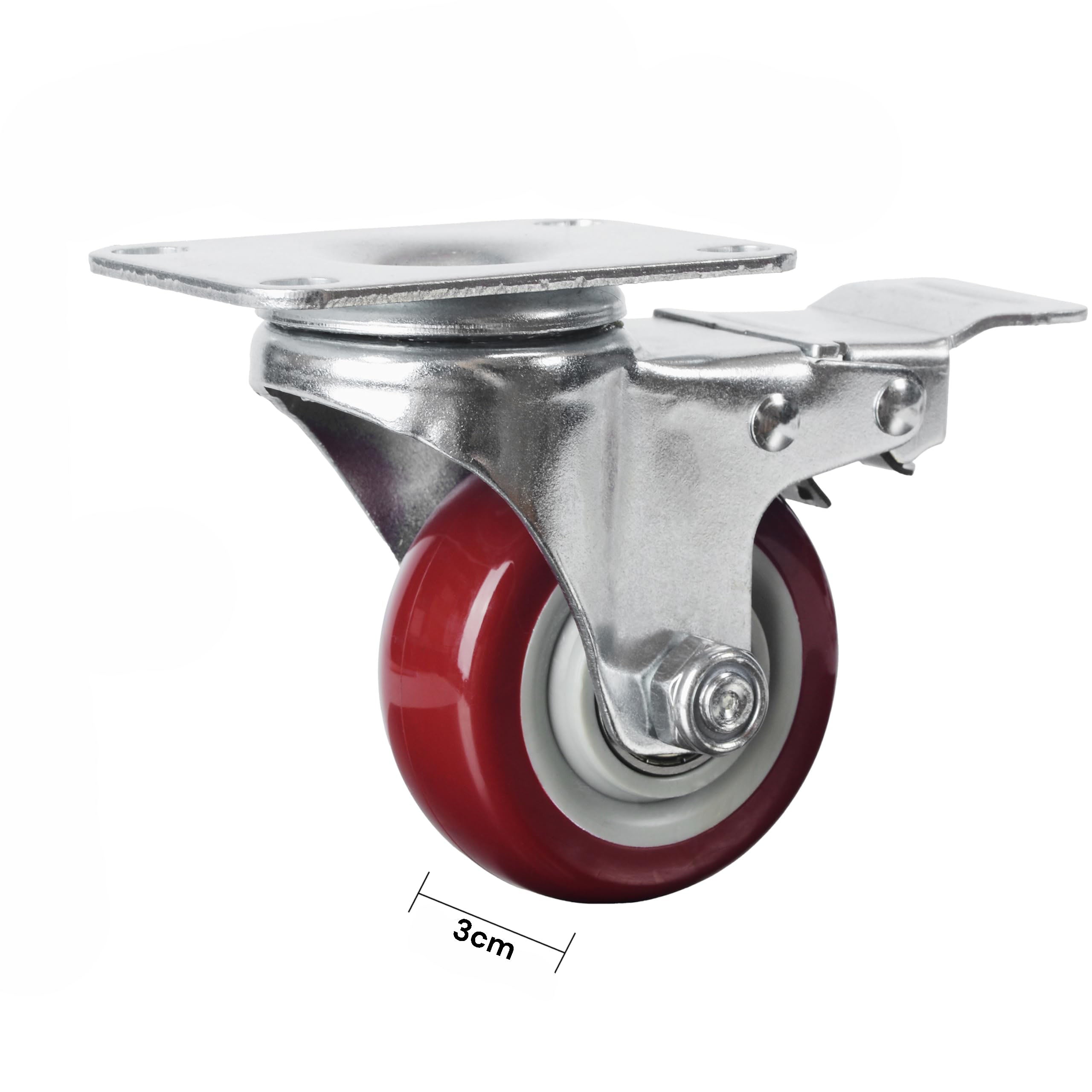 Heavy Duty 3" Swivel Caster Wheels with Brake, Non-Marring