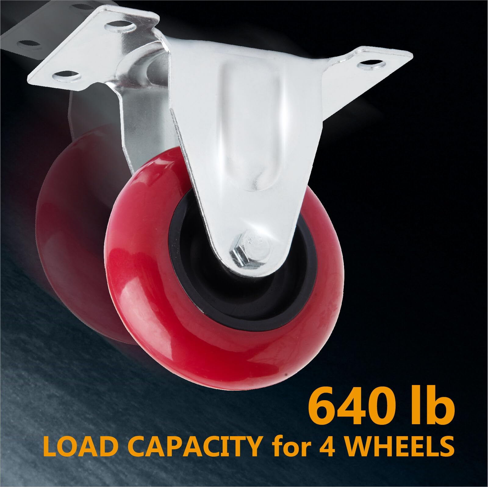 Heavy Duty 3" Fixed Caster Wheels, Polyurethane, 75kg Capacity