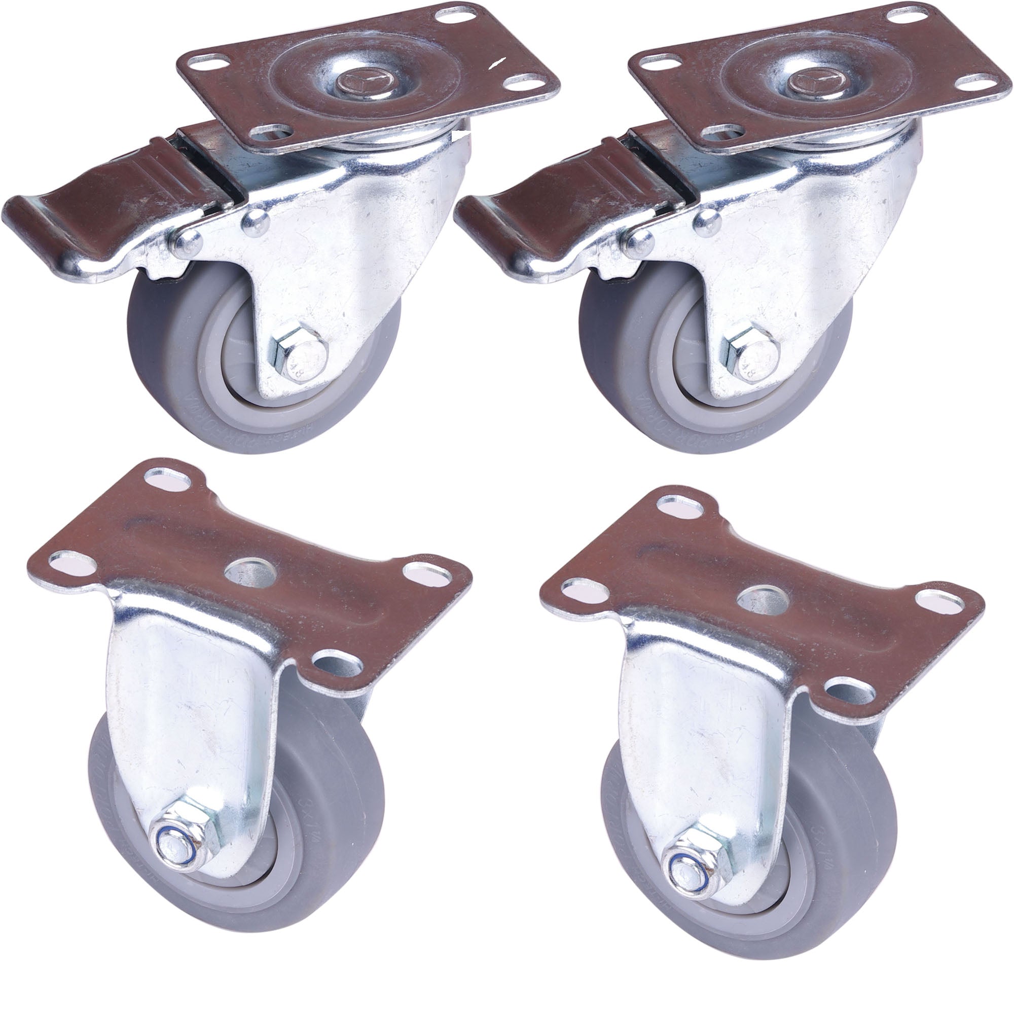 Heavy Duty Locking Swivel Casters Set 3" 300kg Load