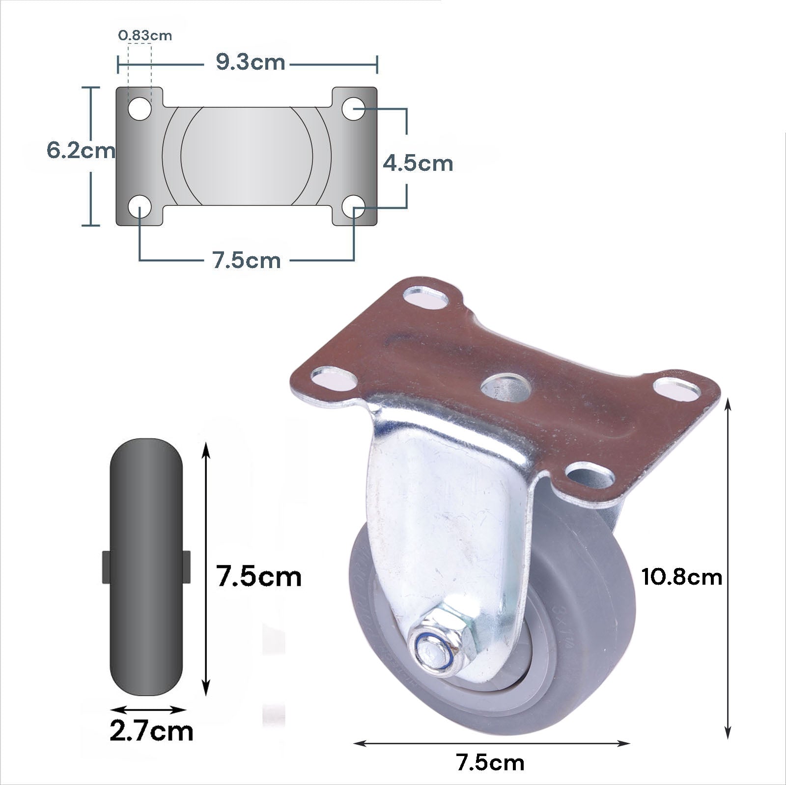 Heavy Duty Locking Swivel Casters Set 3" 300kg Load