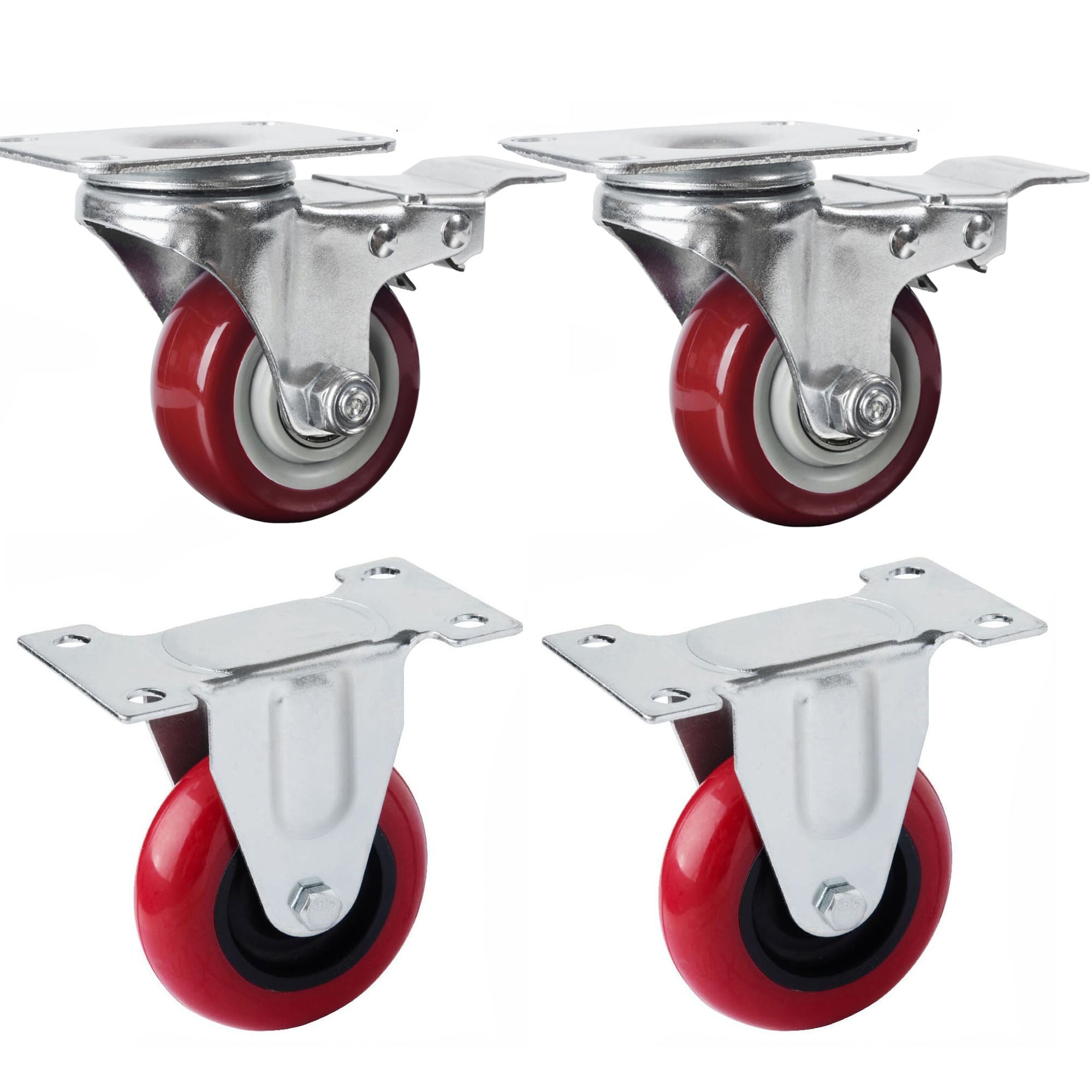 Heavy Duty 3" Caster Wheels, 2 Swivel & 2 Fixed, 300kg Load Capacity