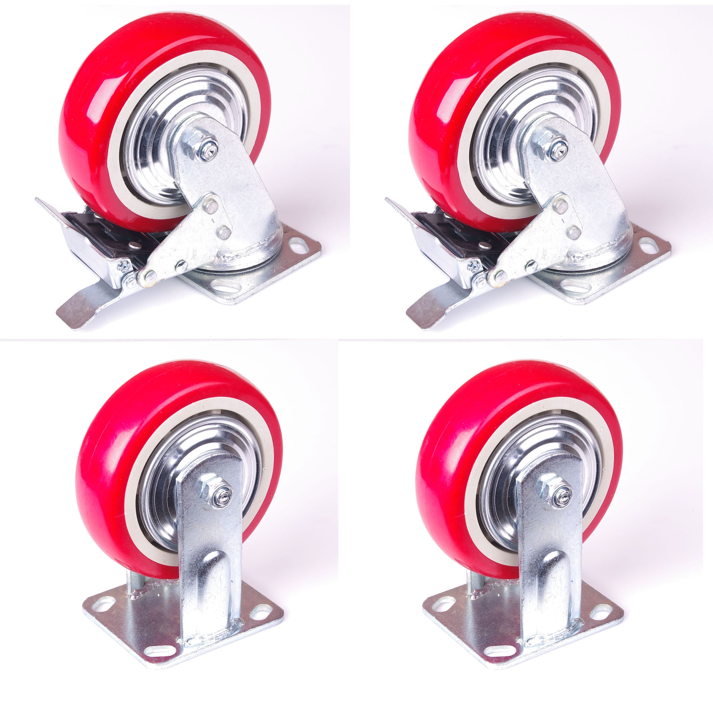 Heavy-Duty Zinc Plated 6-Inch Casters Set of 4 w/ Dual Lock