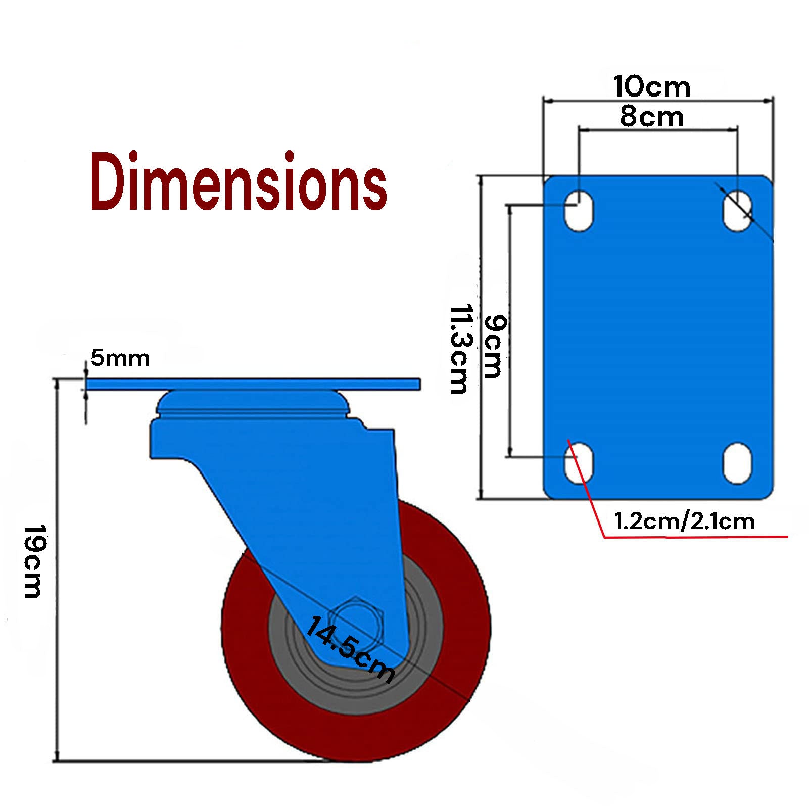 Heavy-Duty Zinc Plated 6-Inch Casters Set of 4 w/ Dual Lock