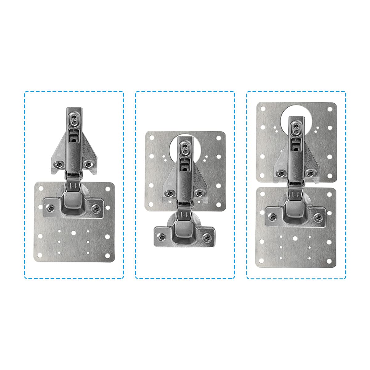 4 Pcs Kitchen Cupboard Door Cabinet Hinges Repair Plate Brackets Kit Fixing Screws