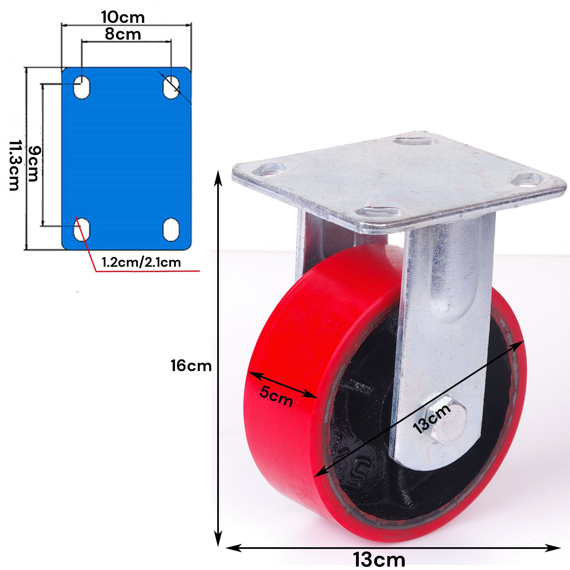 5" Zinc-Plated 500KG Industrial Fixed Caster Wheel