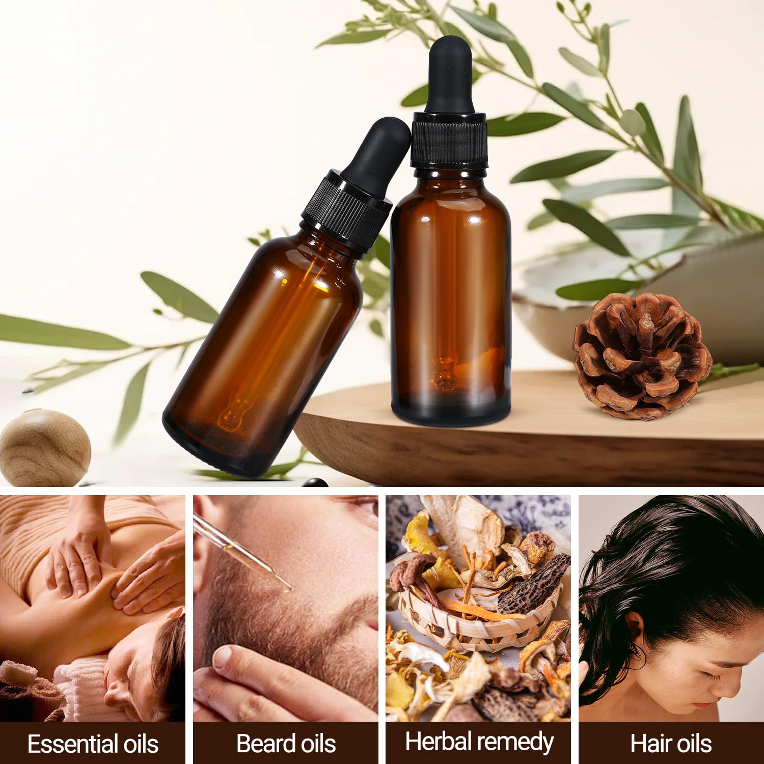 10ml 5 Pack Amber Glass Dropper Bottle Liquid Essential Oils Bottle Bottles Leakproof Glass Tincture Bottles