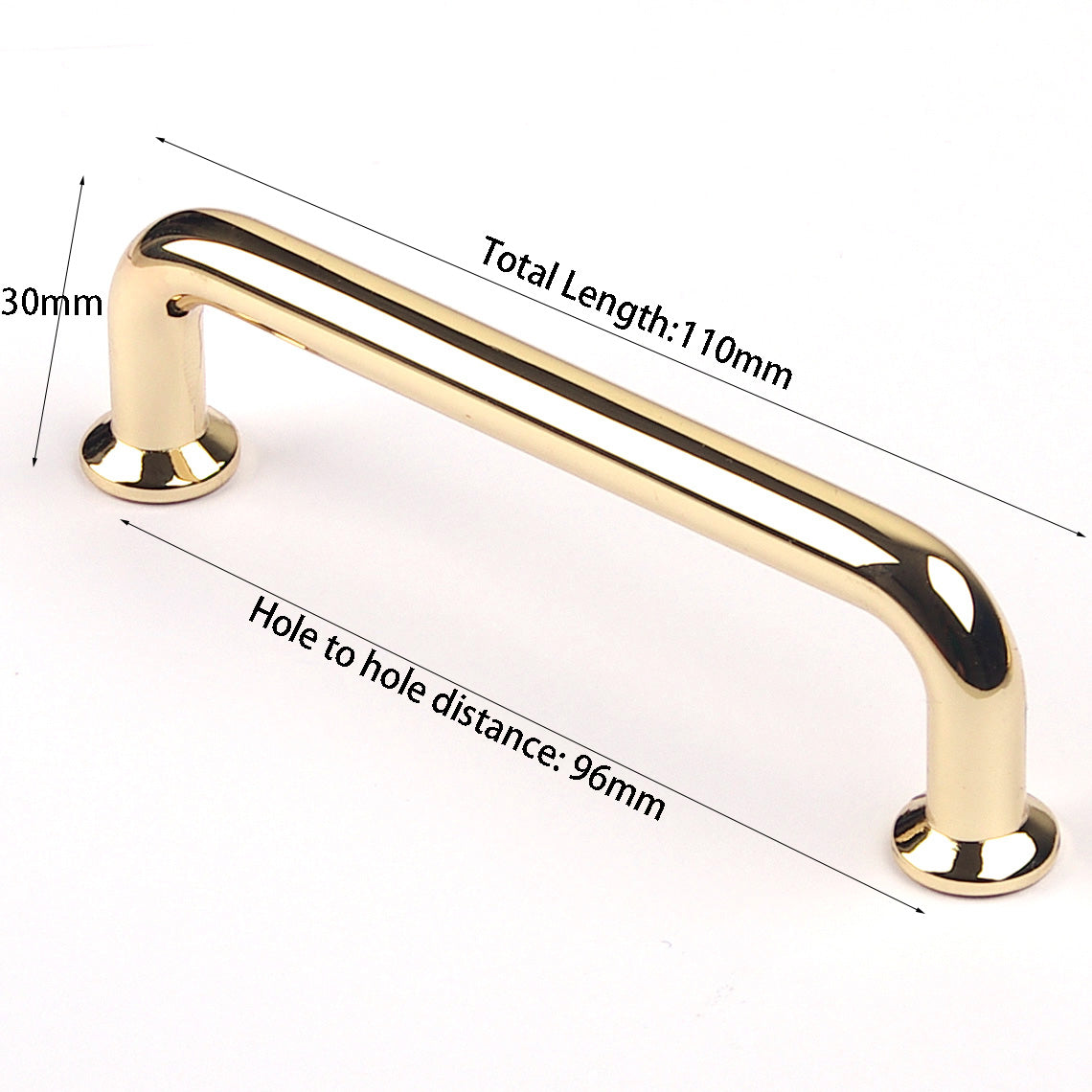 Modern Polished Gold Cabinet Handles 96mm Zinc - 1x Handle