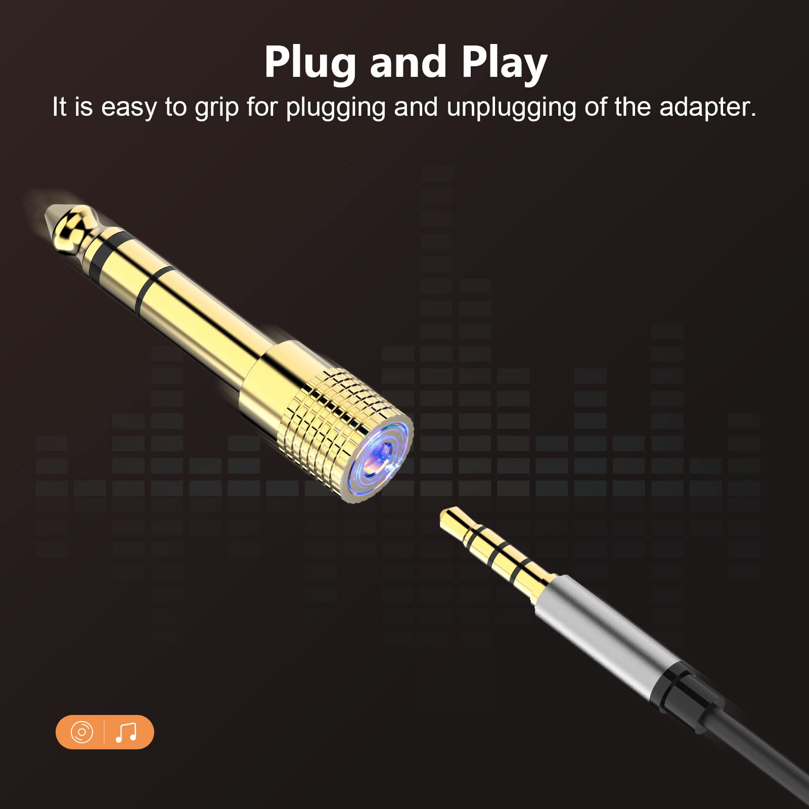 Gold-Plated 3.5mm Female to 6.35mm Male Audio Adapter