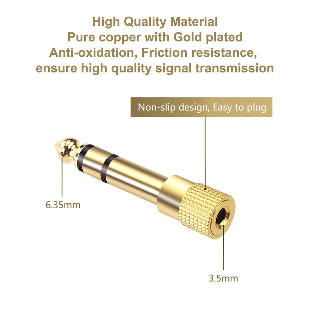 Gold-Plated 3.5mm Female to 6.35mm Male Audio Adapter