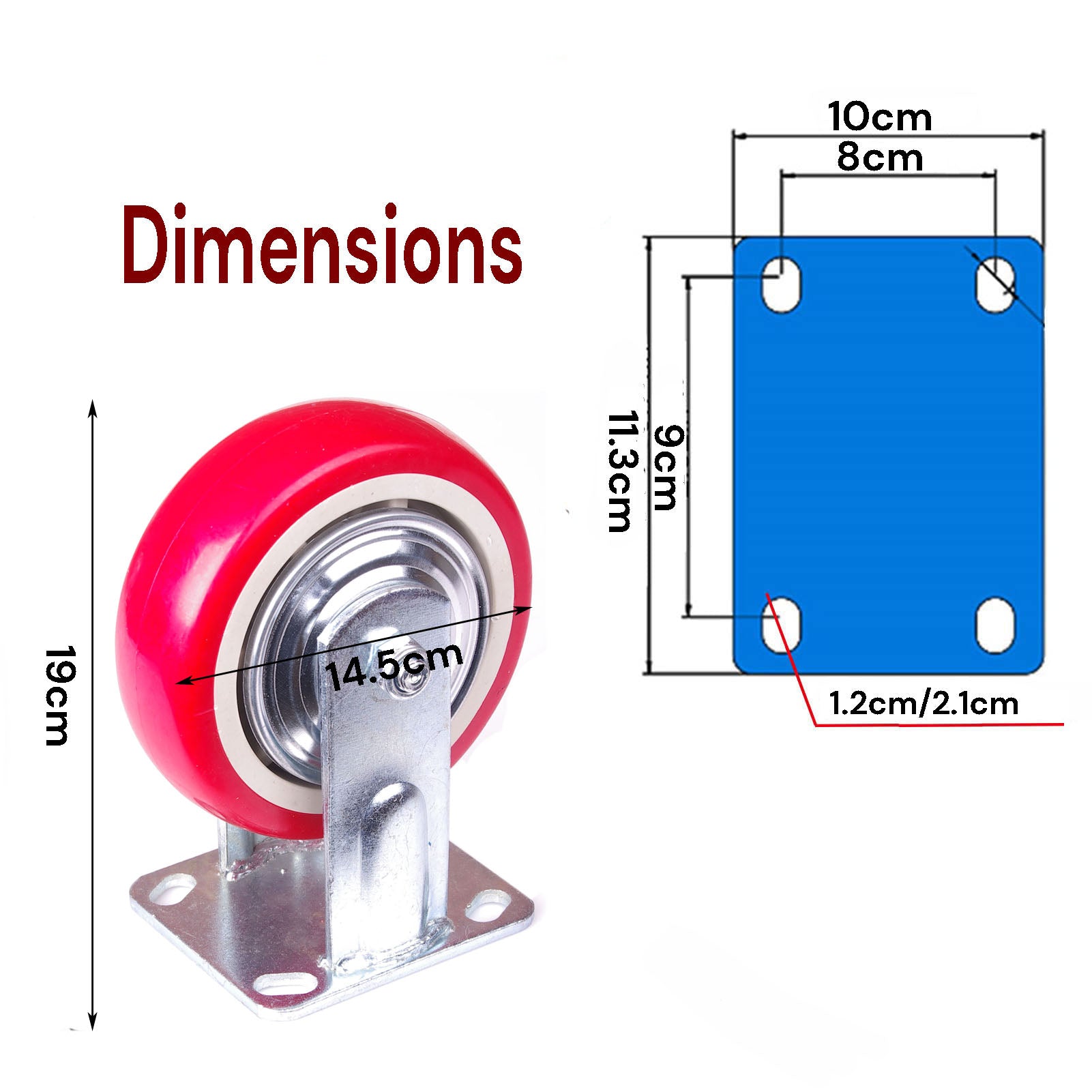 6 inch Industrial Caster Wheels Fixed Casters Castor Wheels Cart Furniture Workbench