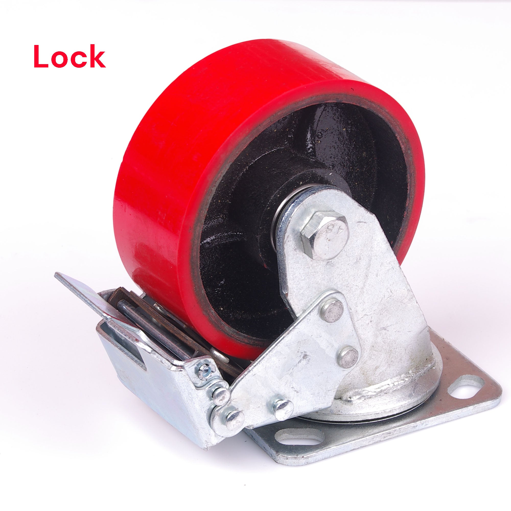 6" 600KG Swivel Caster Wheels with Brake Locking, Zinc Plated Steel