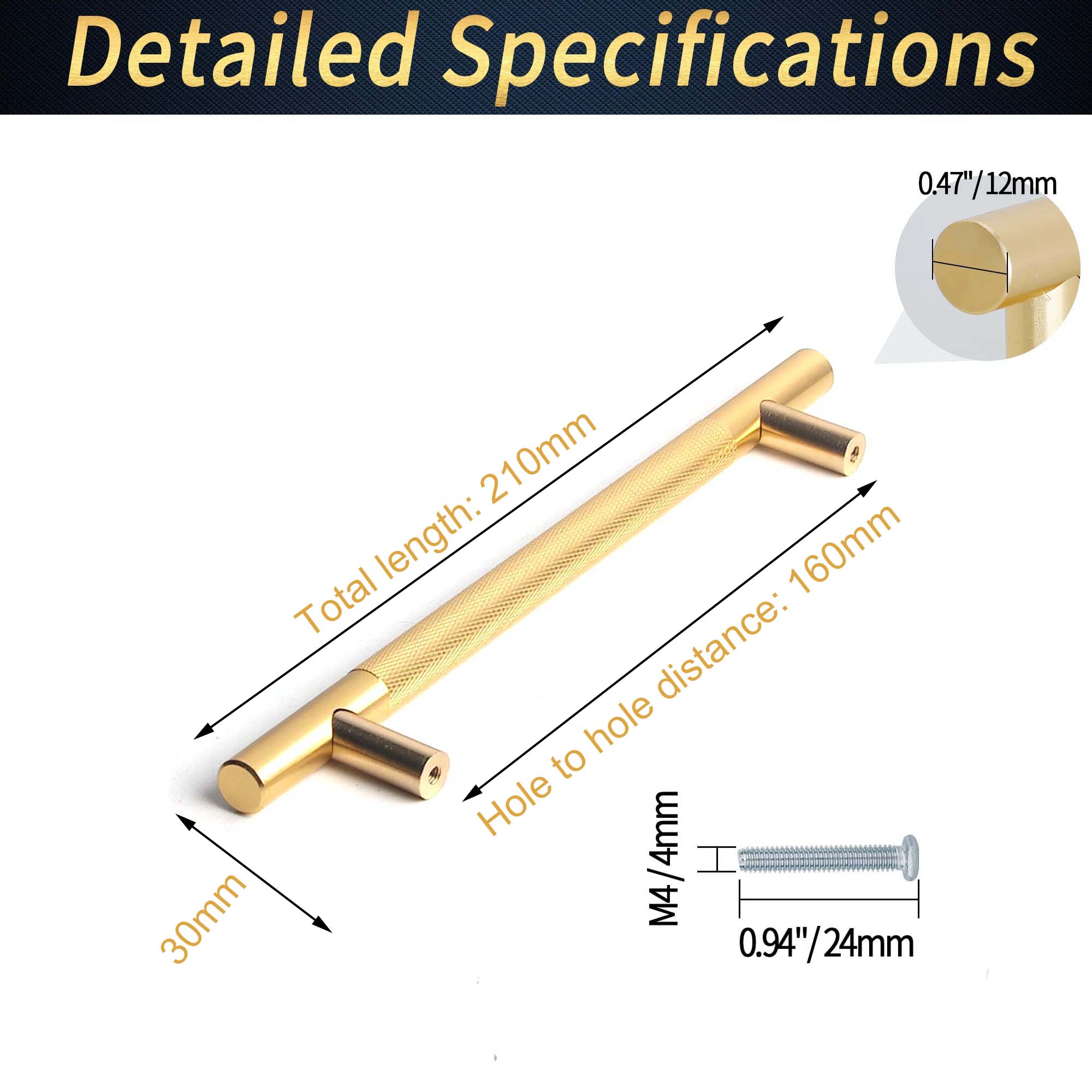 Modern Gold 160mm Cabinet Handles Zinc Drawer Pull