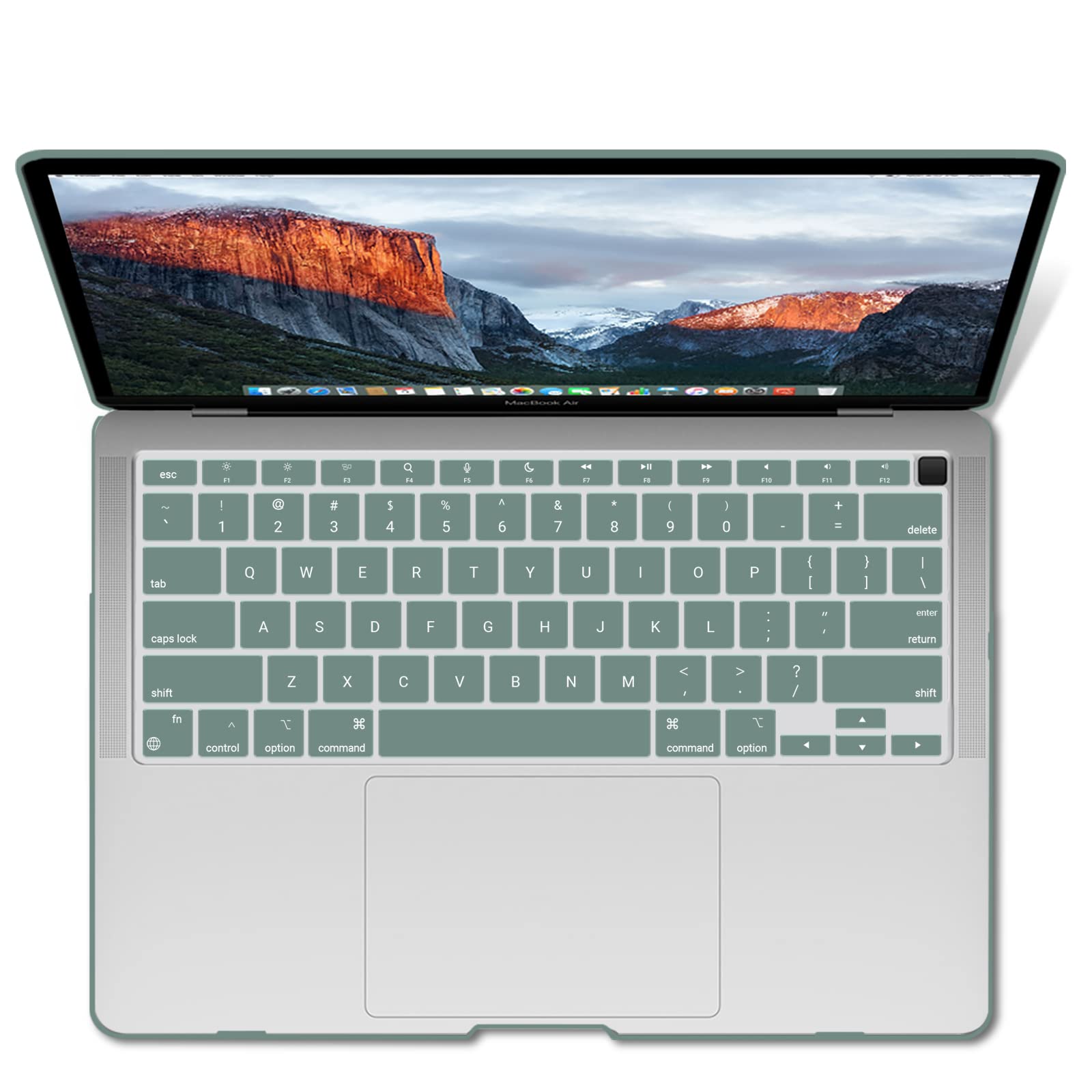 Suitable for MacBook Air 13 Inch Case 2022 2021 2020 2019 2018, A1932, A2179, A2337 Shell Case Keyboard Cover Dark Green