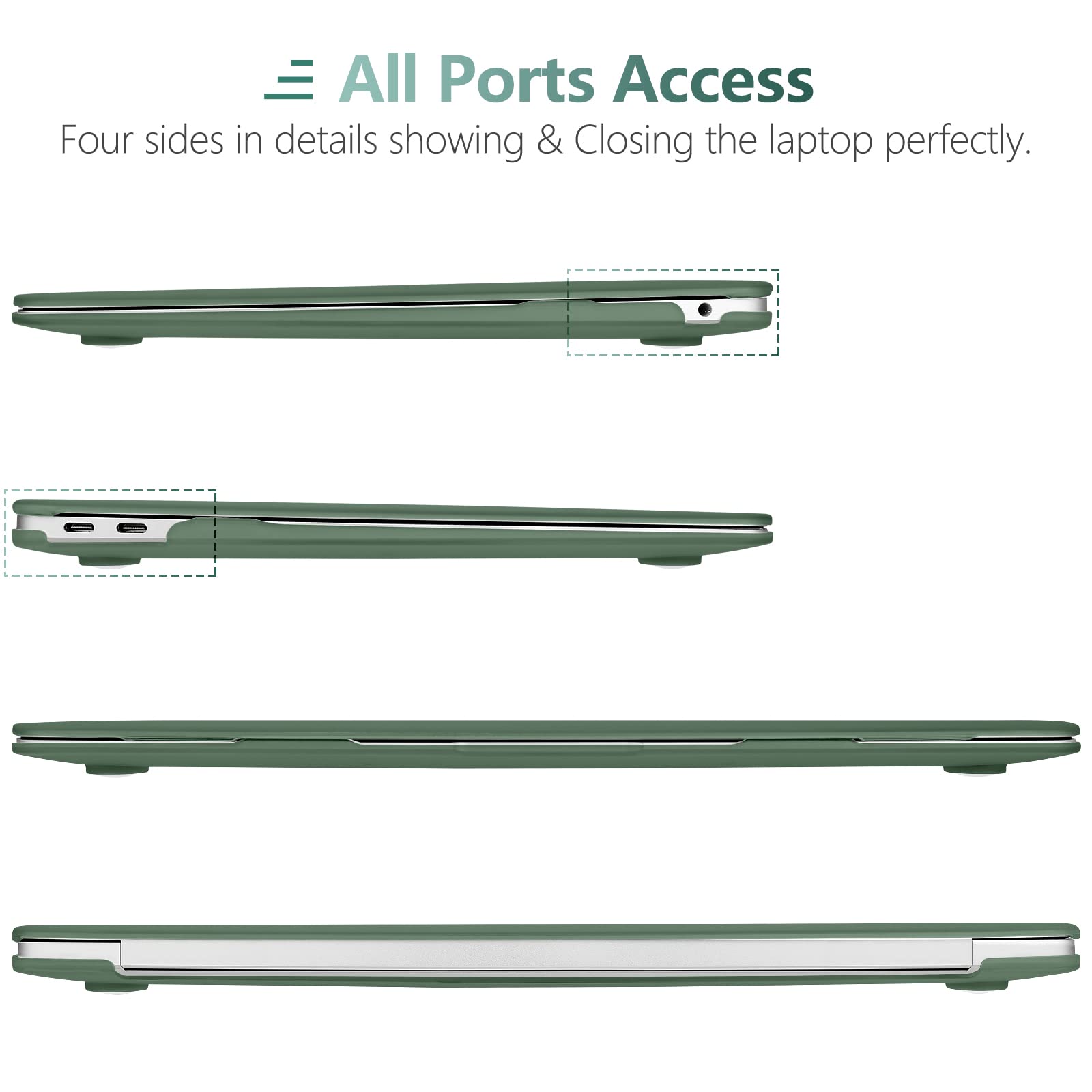 Suitable for MacBook Air 13 Inch Case 2022 2021 2020 2019 2018, A1932, A2179, A2337 Shell Case Keyboard Cover Dark Green