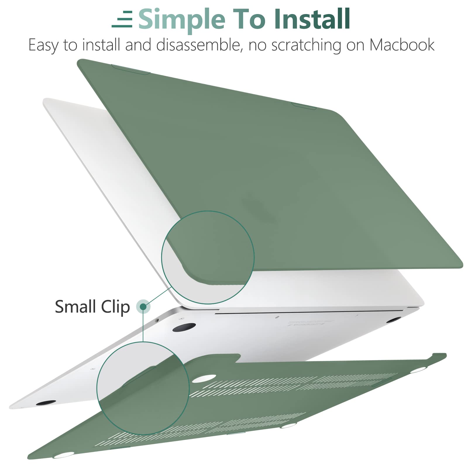 Suitable for MacBook Air 13 Inch Case 2022 2021 2020 2019 2018, A1932, A2179, A2337 Shell Case Keyboard Cover Dark Green