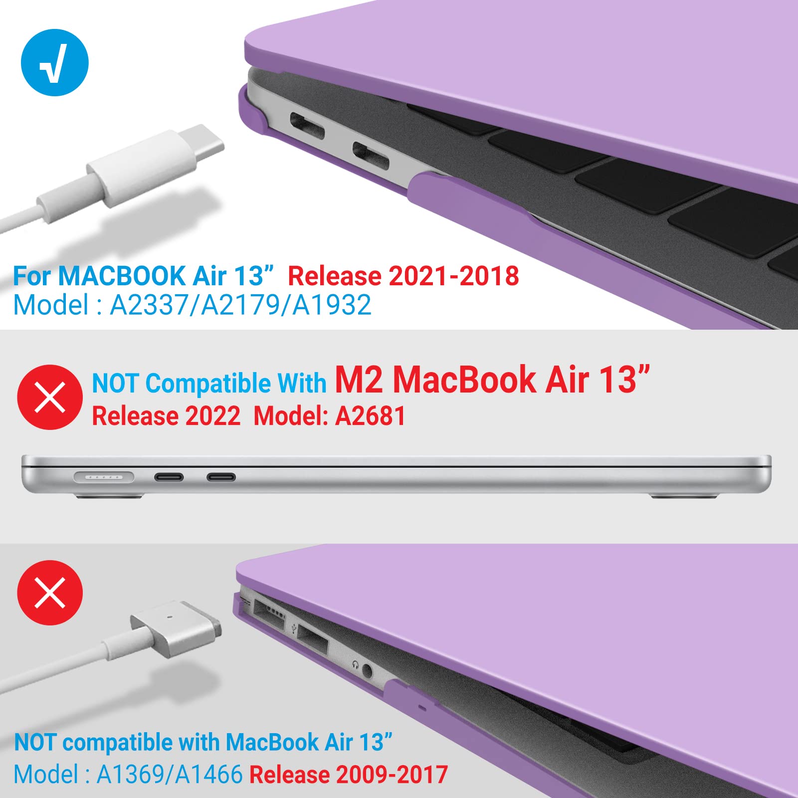 Purple MacBook Air 13" Case w/ Keyboard Cover 2022-2018