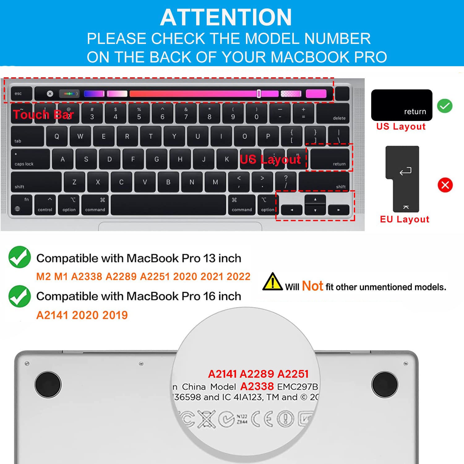 Ultra Thin Silicone Keyboard Cover for MacBook Pro 13/16