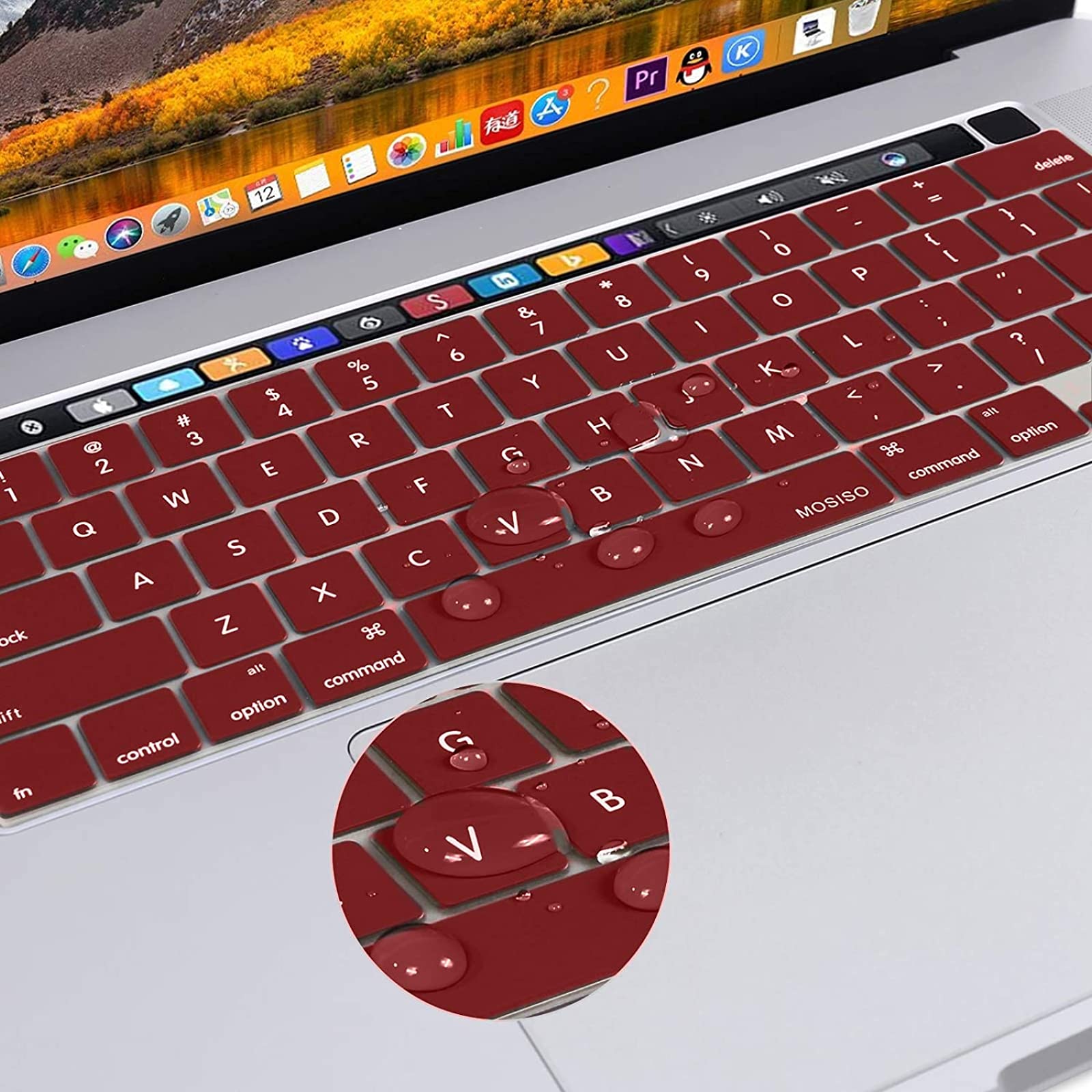 Wine Red Silicone Keyboard Cover for MacBook Pro 13/16 2020-2023