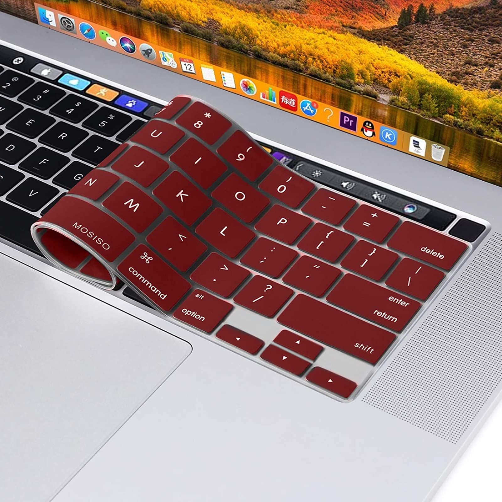 Wine Red Silicone Keyboard Cover for MacBook Pro 13/16 2020-2023