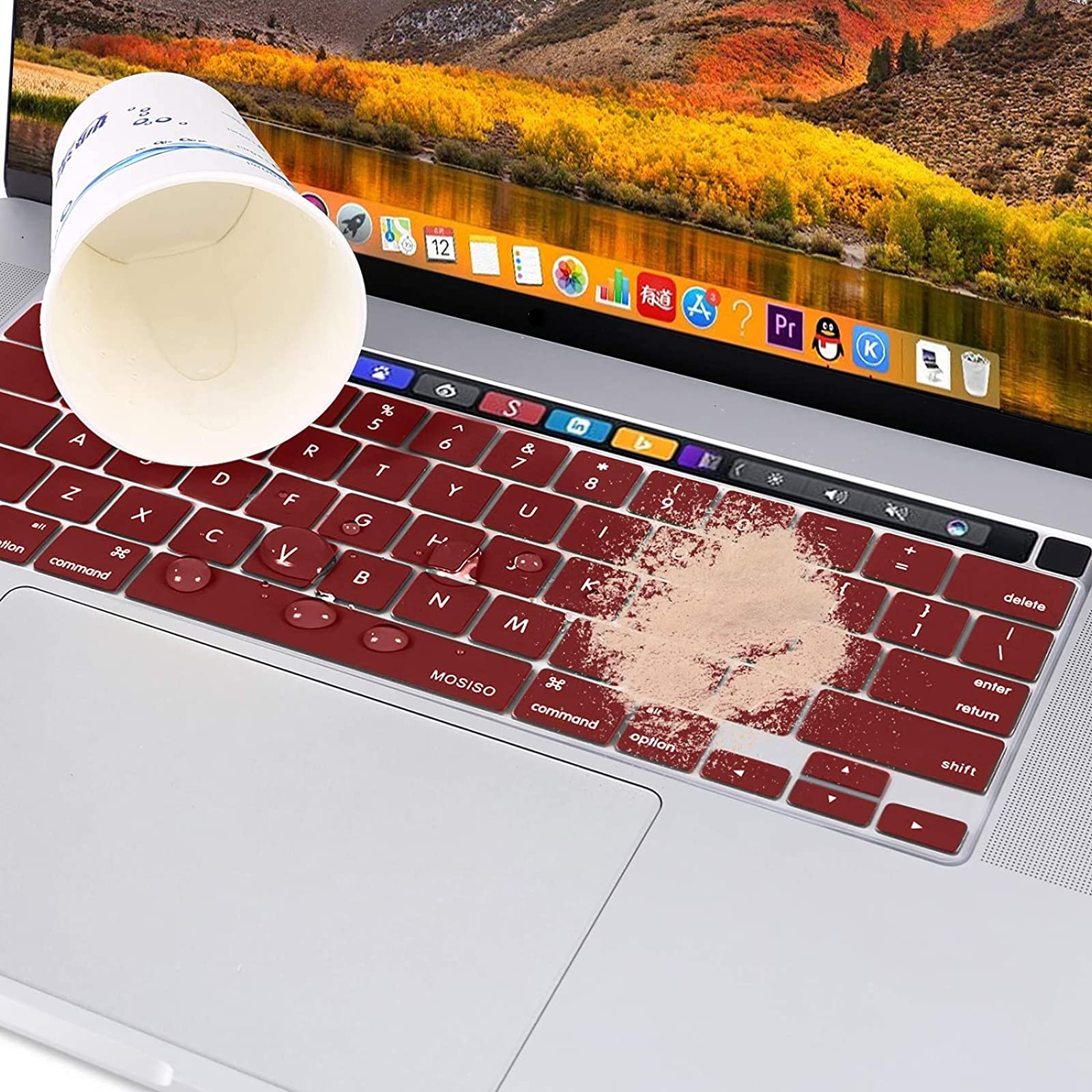 Wine Red Silicone Keyboard Cover for MacBook Pro 13/16 2020-2023