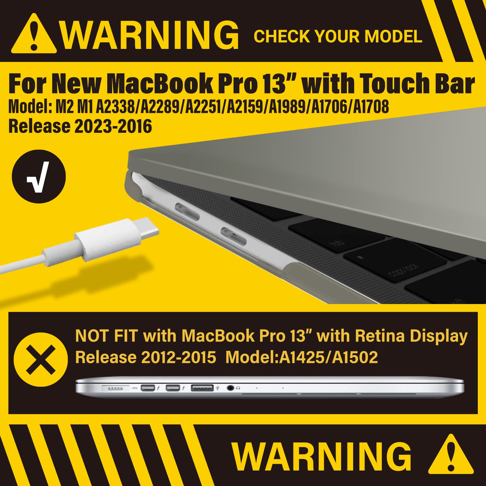 Frosted Hard Shell Case & Keyboard Cover for 13" MacBook Pro 2016-2023