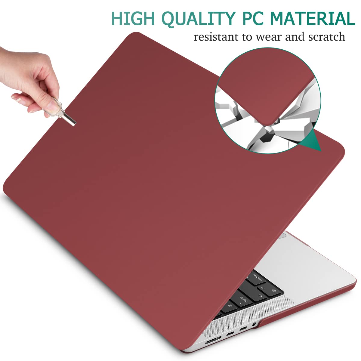 Wine Red Hardshell Case & Keyboard Cover for MacBook Pro 14