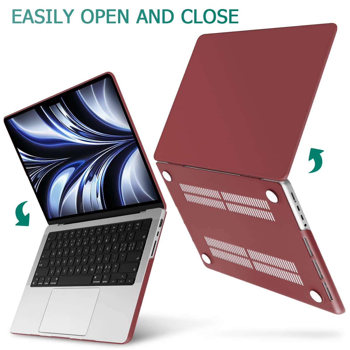 Wine Red Hardshell Case & Keyboard Cover for MacBook Pro 14