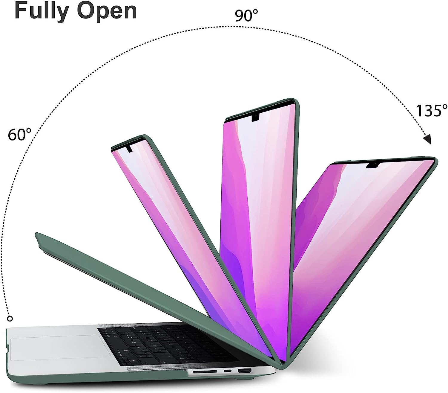 Suitable for MacBook Pro 16 inch Case 2023 2022 2021 M2 A2780 A2485 M1 Pro/Max Hard Shell Case Keyboard Cover Midnight Green