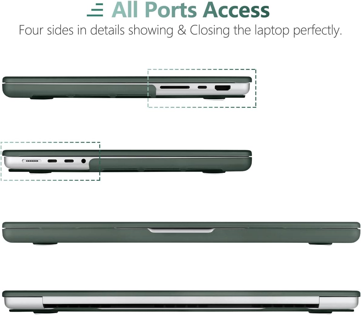 Suitable for MacBook Pro 16 inch Case 2023 2022 2021 M2 A2780 A2485 M1 Pro/Max Hard Shell Case Keyboard Cover Midnight Green