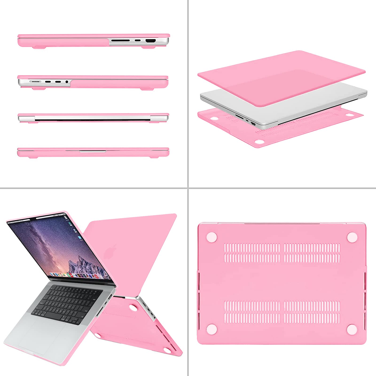 Pink Hard Shell Case & Keyboard Cover for MacBook Pro 16 Inch M2/M1 Pro/Max