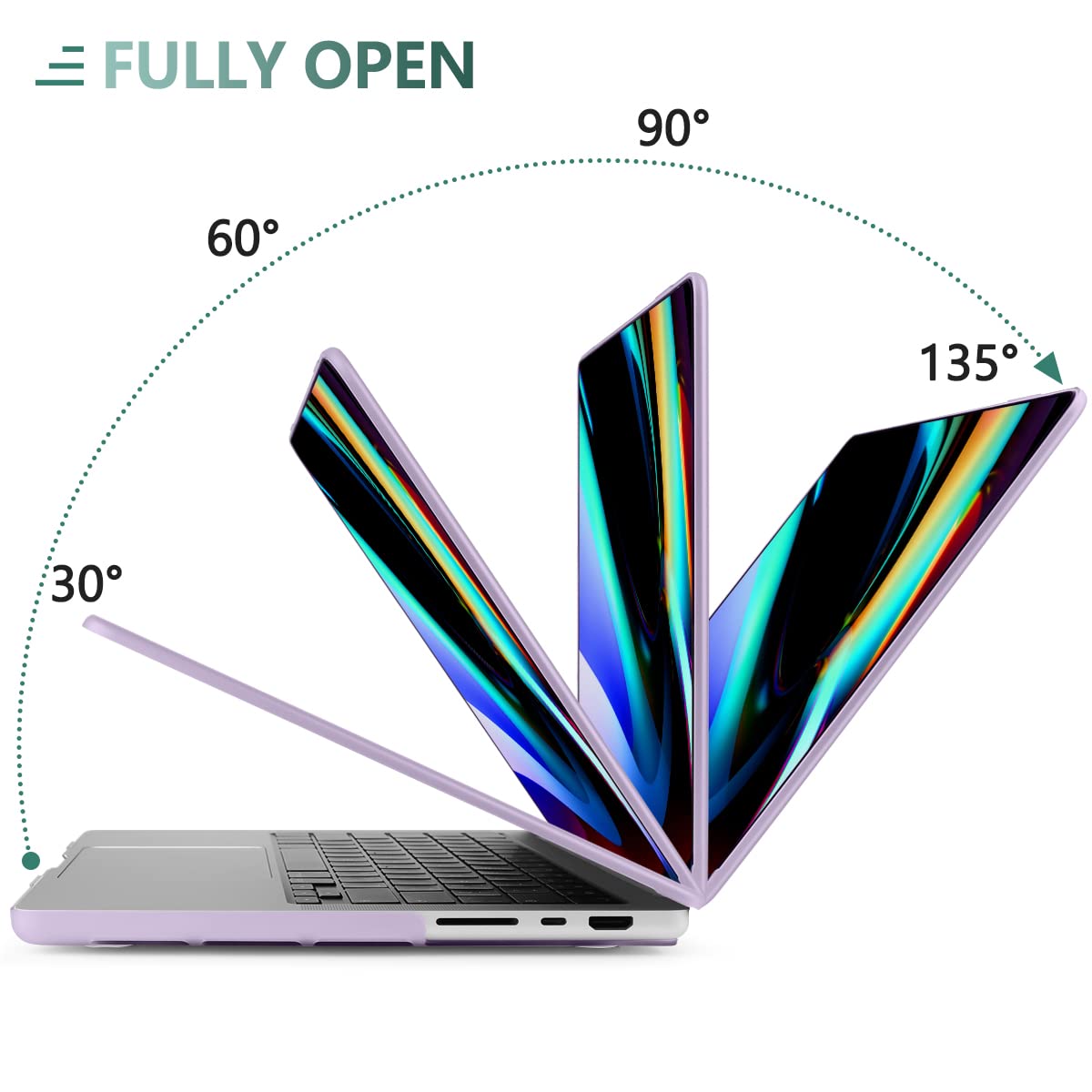 Suitable for MacBook Pro 16 inch Case 2023 2022 2021 M2 A2780 A2485 M1 Pro/Max Hard Shell Case Keyboard Cover Purple