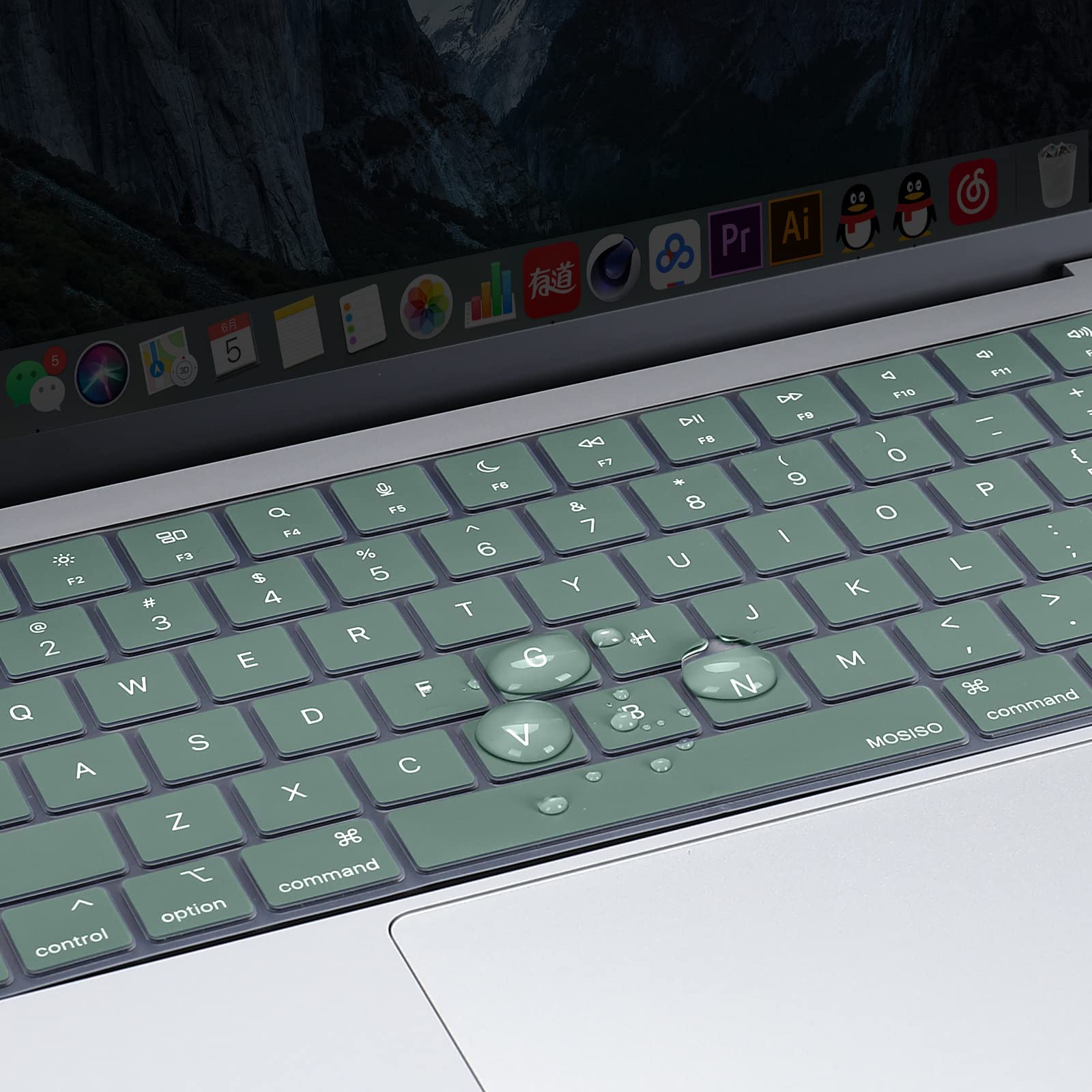 Ultra Thin Silicone Keyboard Cover for MacBook Air Pro 13-16 Dgreen