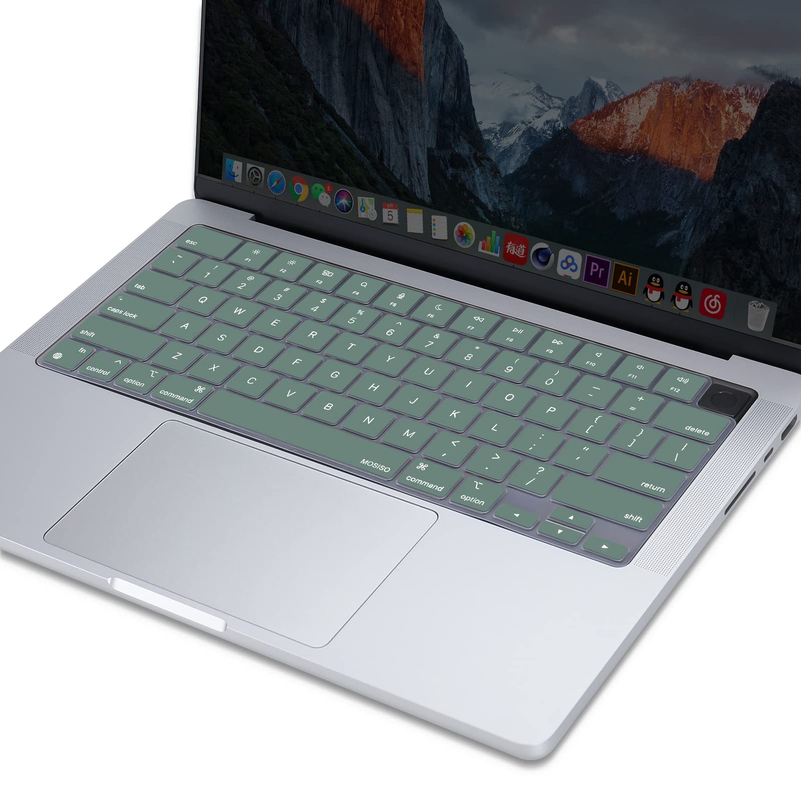 Ultra Thin Silicone Keyboard Cover for MacBook Air Pro 13-16 Dgreen