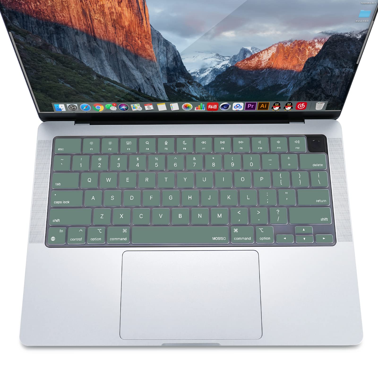 Ultra Thin Silicone Keyboard Cover for MacBook Air Pro 13-16 Dgreen