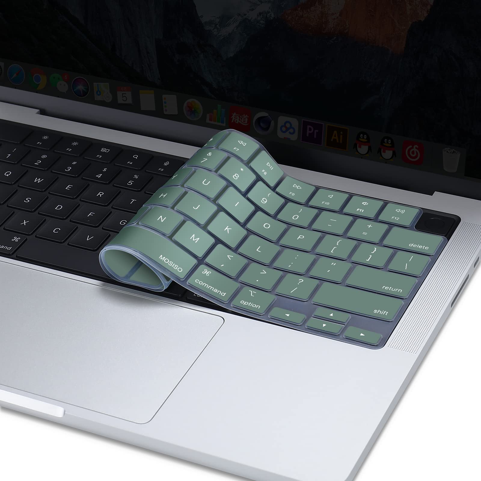 Ultra Thin Silicone Keyboard Cover for MacBook Air Pro 13-16 Dgreen