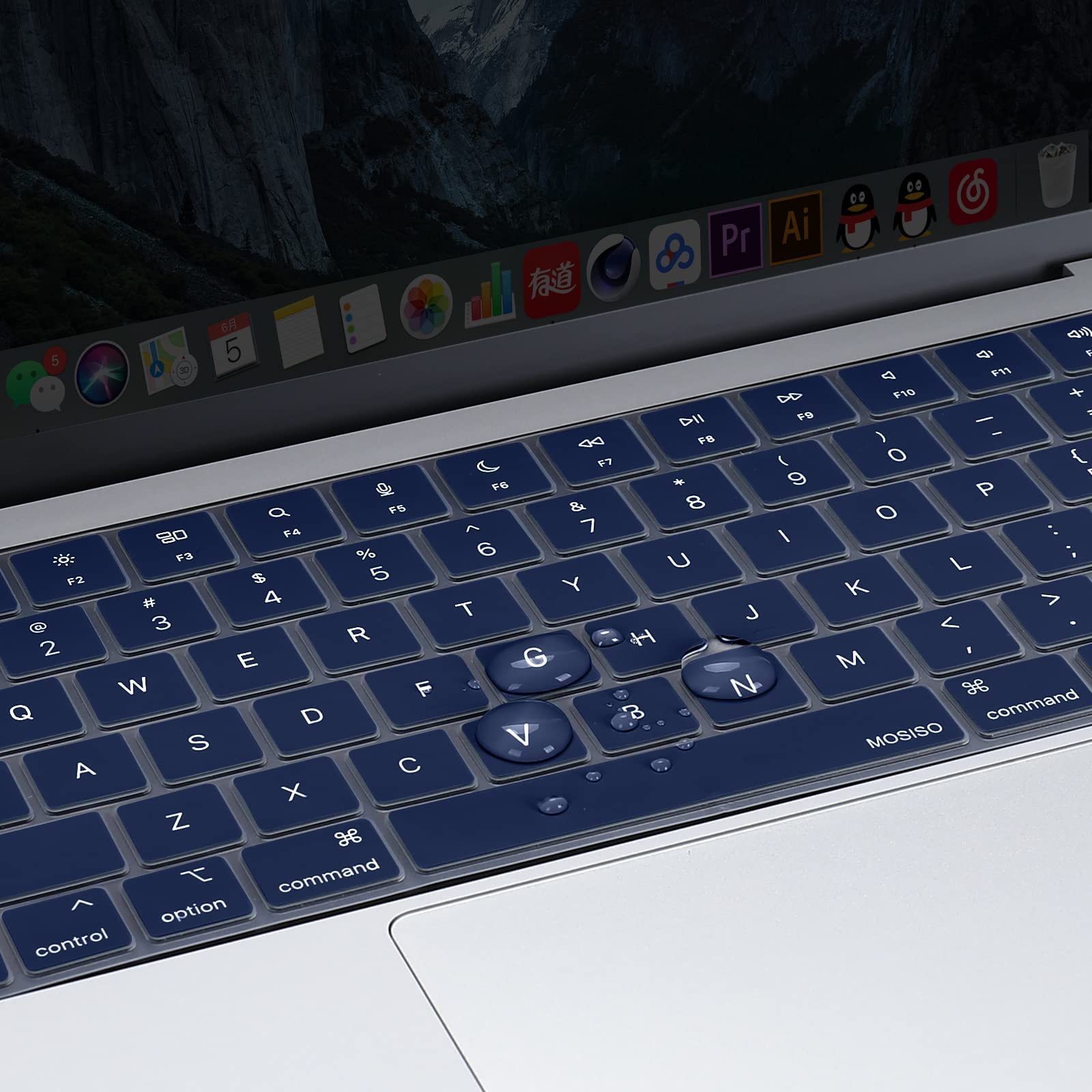 Navy Blue Silicone Keyboard Cover for MacBook Air & Pro M1 M2