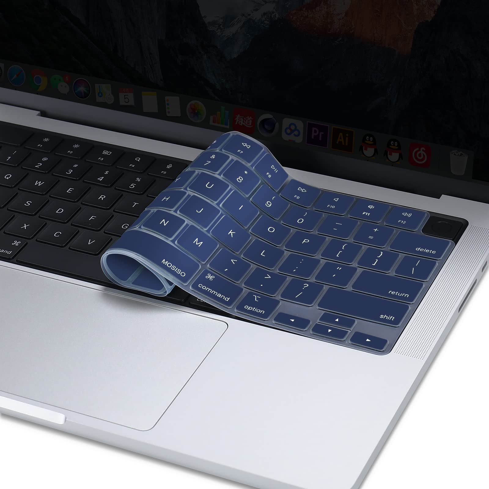 Navy Blue Silicone Keyboard Cover for MacBook Air & Pro M1 M2