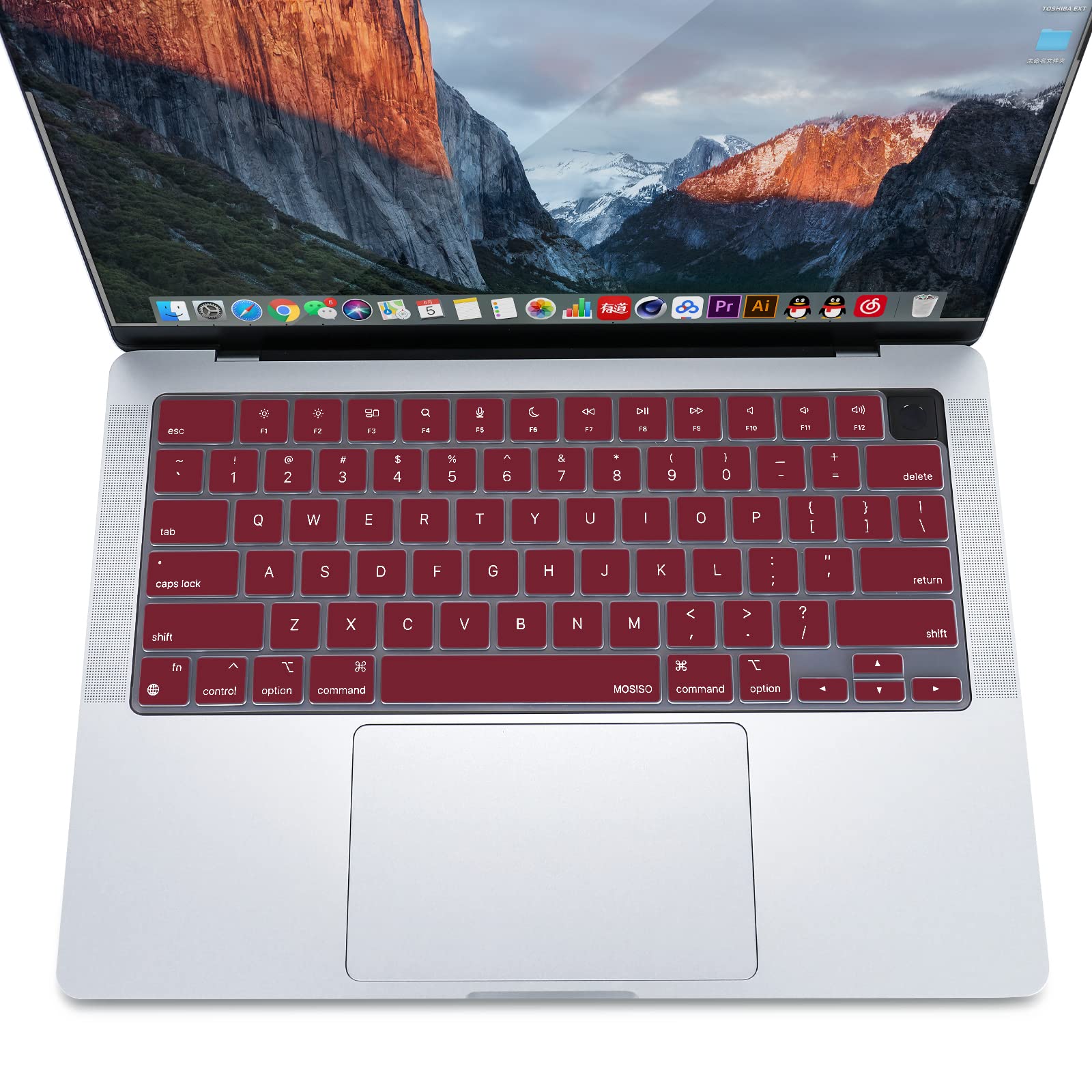 Wine Red Ultra-Thin Silicone Keyboard Cover for MacBook Air Pro