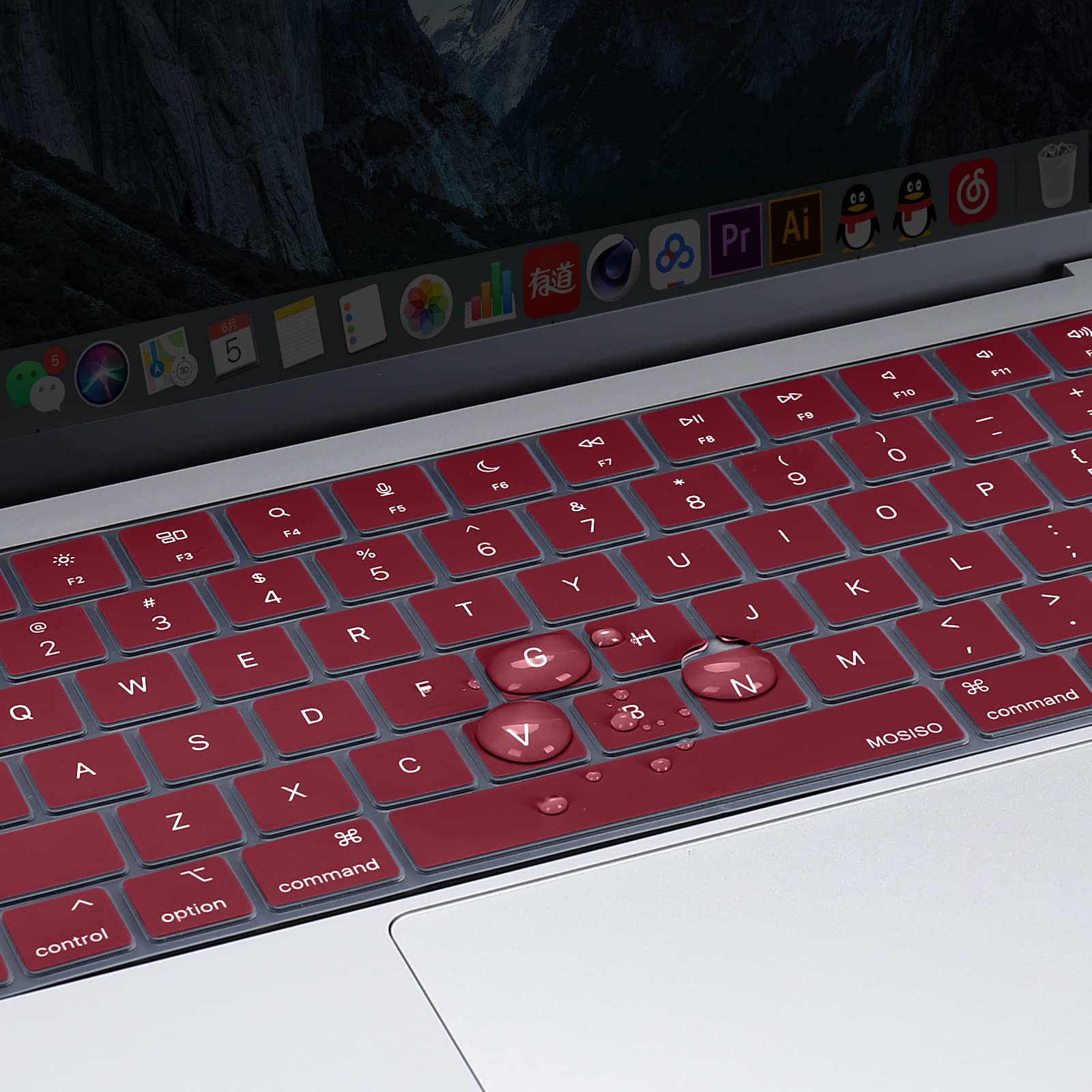 Wine Red Ultra-Thin Silicone Keyboard Cover for MacBook Air Pro