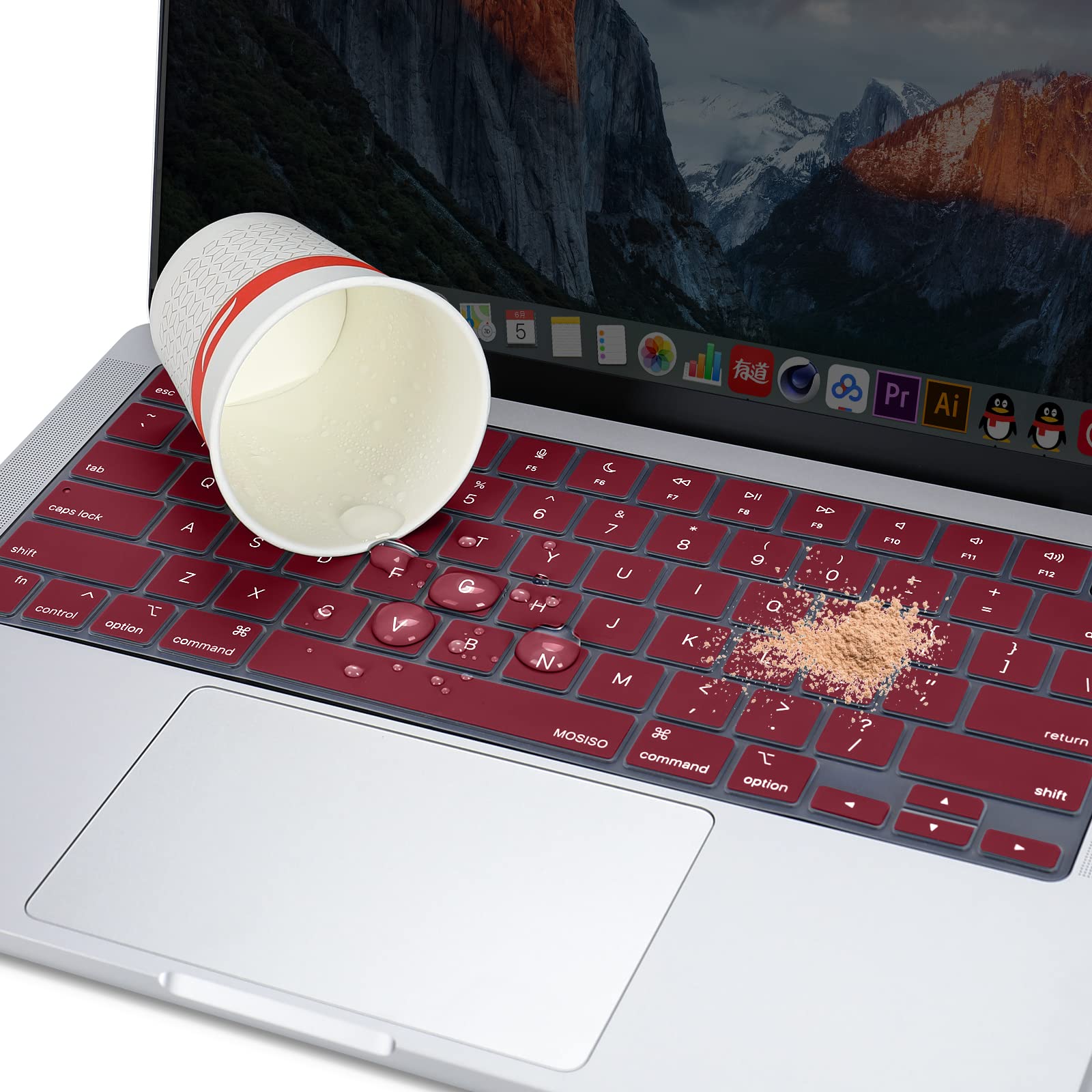 Wine Red Ultra-Thin Silicone Keyboard Cover for MacBook Air Pro