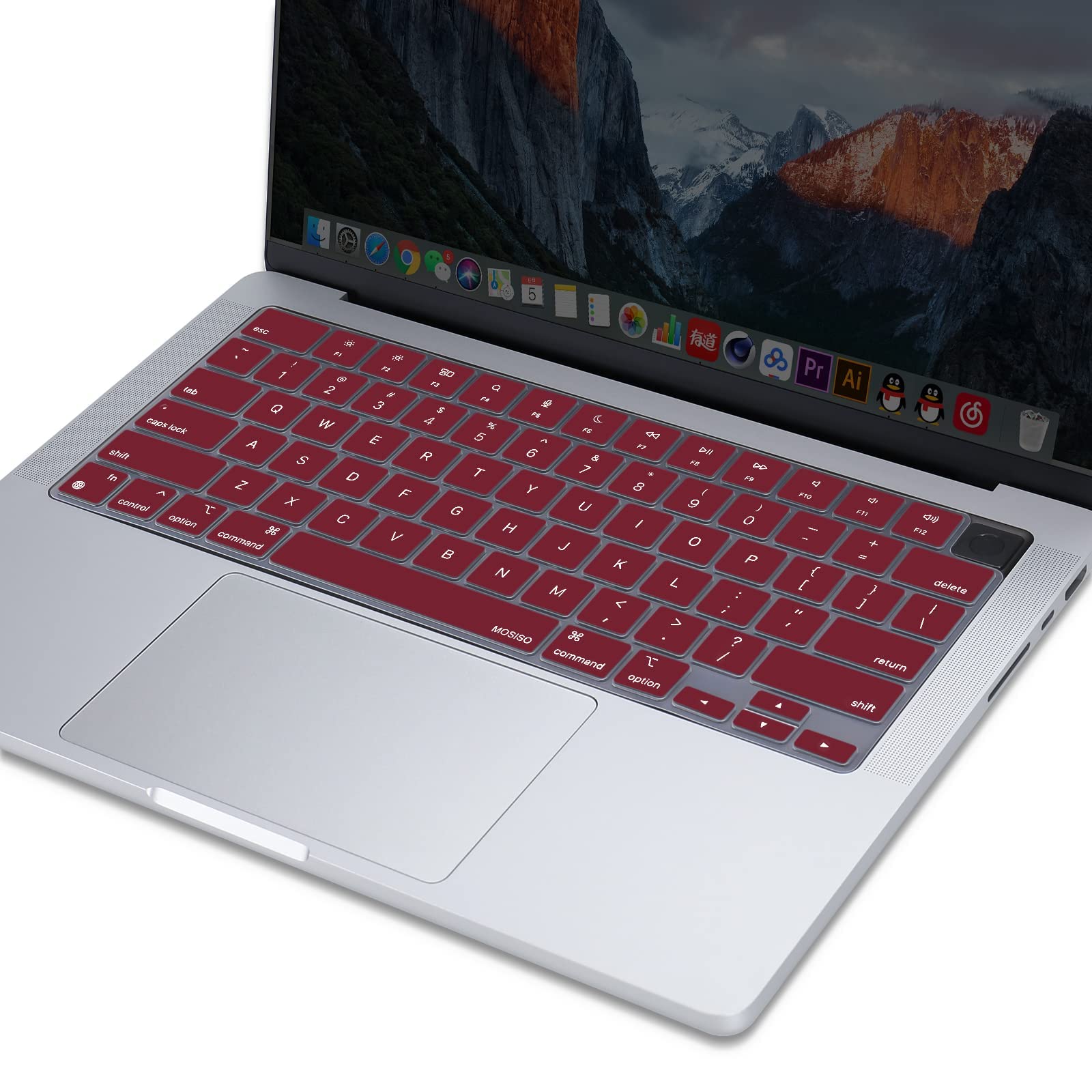 Wine Red Ultra-Thin Silicone Keyboard Cover for MacBook Air Pro