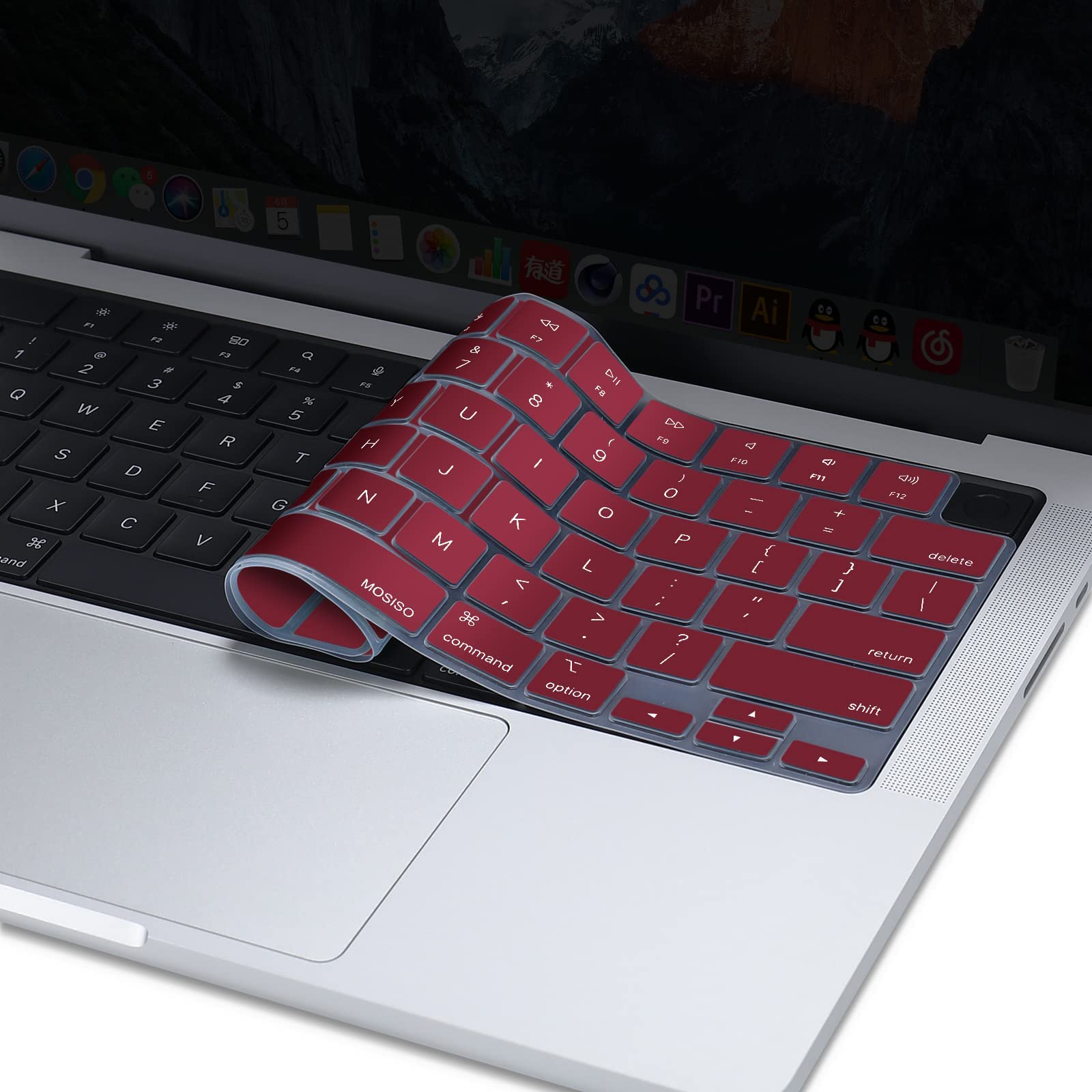 Wine Red Ultra-Thin Silicone Keyboard Cover for MacBook Air Pro