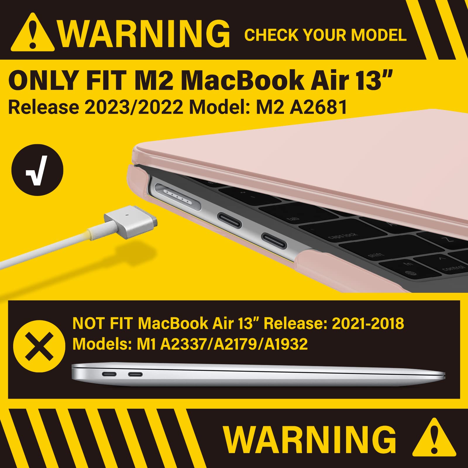 Pink Hard Shell Case + Keyboard Cover for MacBook Air M2 A2681