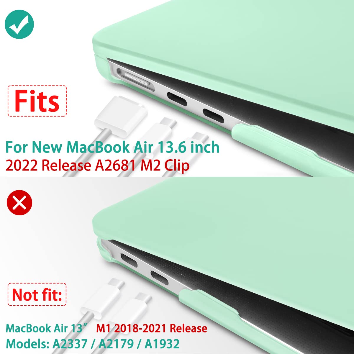 Hard Shell Case & Keyboard Cover for 2023 MacBook Air 13 - Green