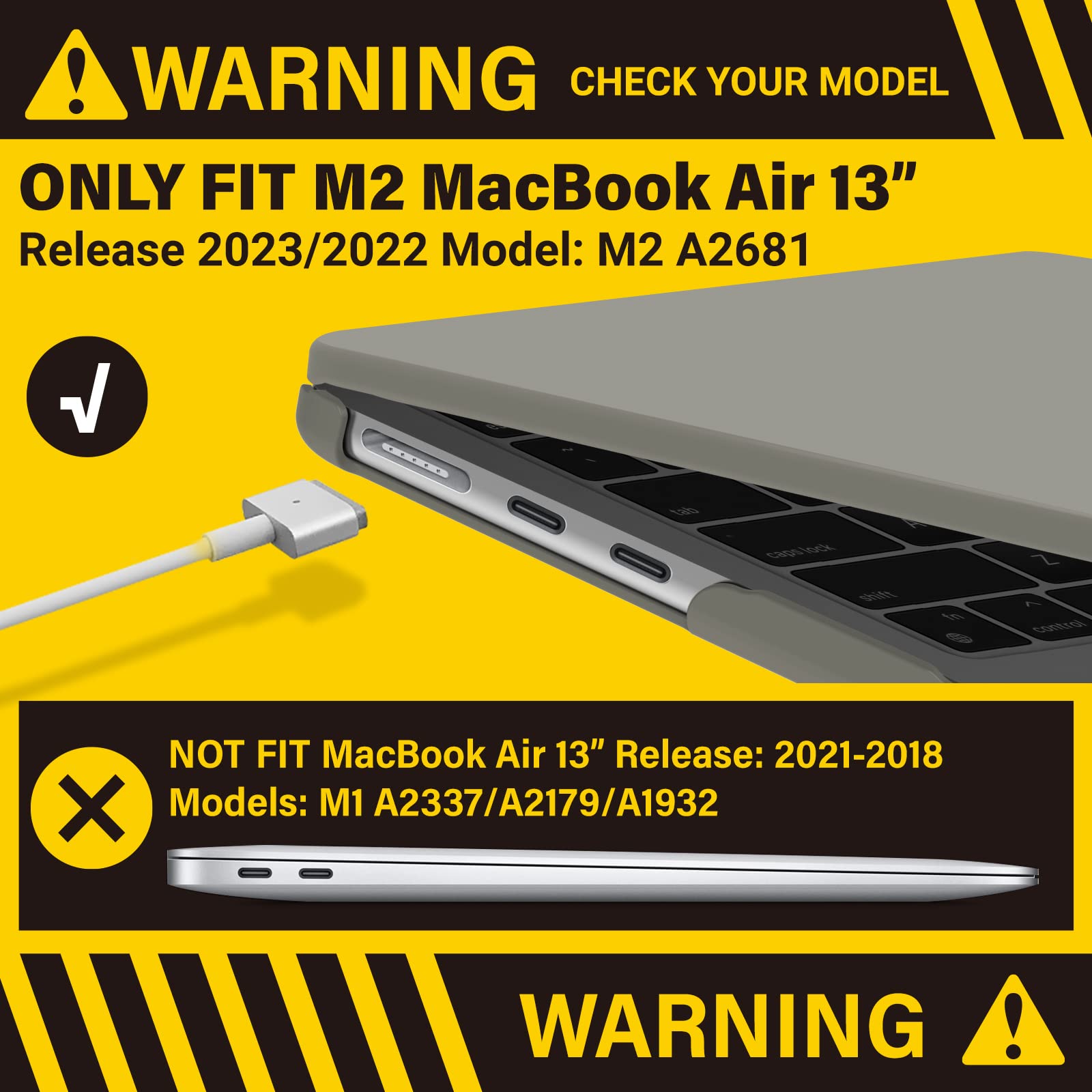 Hard Shell Case & Keyboard Cover for 2023 2022 MacBook Air