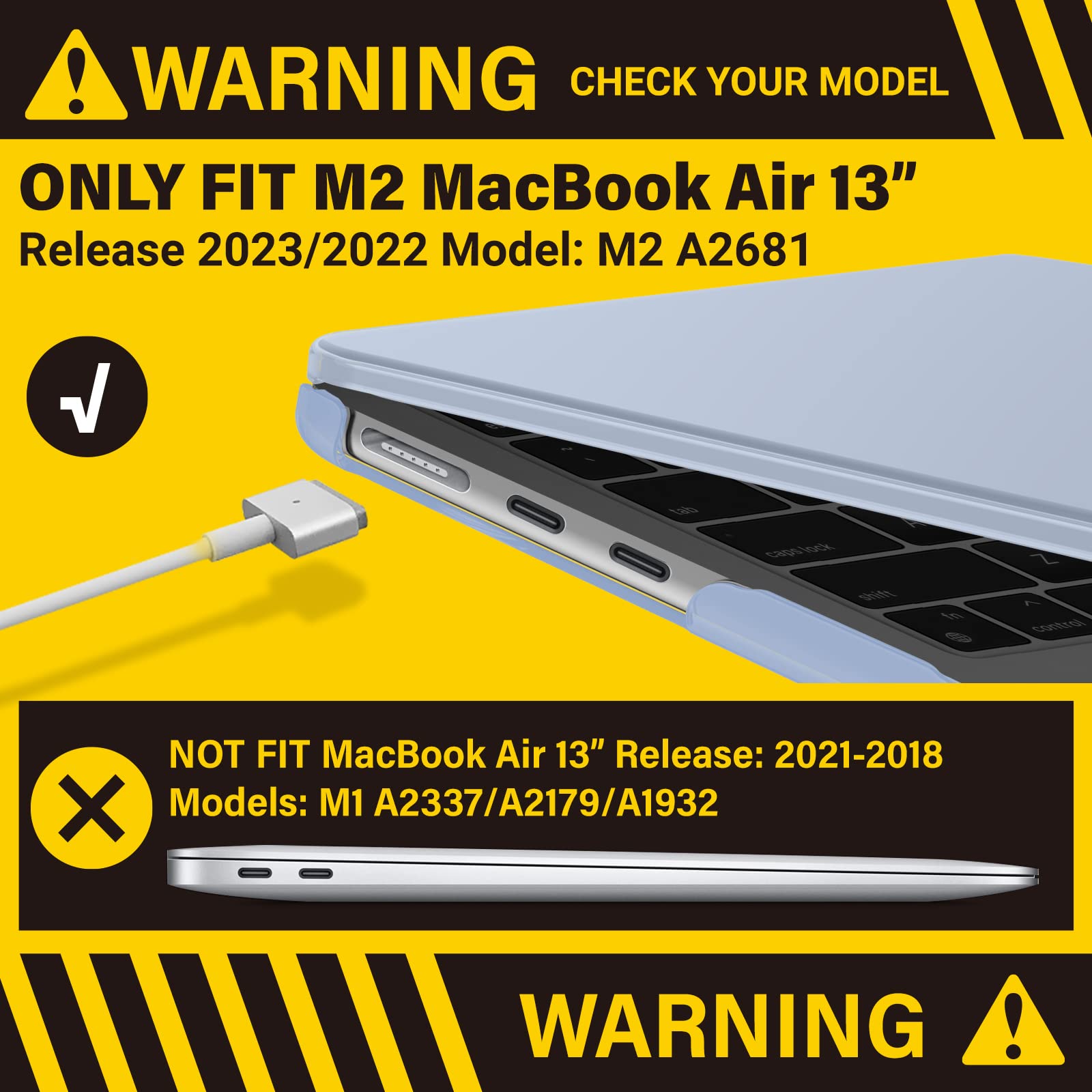 Hard Shell Case & Keyboard Cover for 2023 2022 MacBook Air 13" A2681